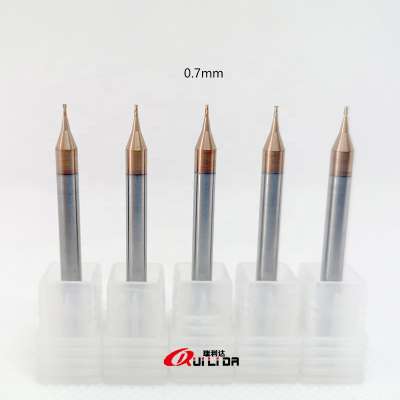 RLD 2 flutes CNC milling cutter HRC55 solid carbide 0.7mm micro diameter end mill bits for steel